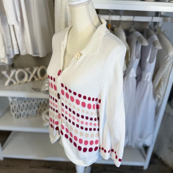 Christopher & Banks Vintage Women's Size S Dot Pattern Button Up Cardigan #3419 - Picture 7 of 7